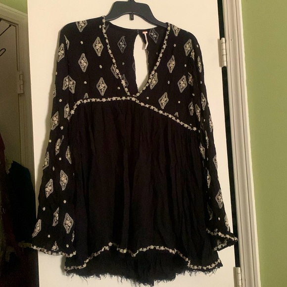 Black sz Small free people flowy top/very mini dress - Picture 1 of 6